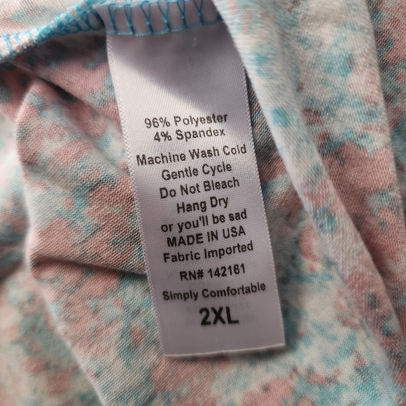 LuLaRoe Azure Skirt Blue Pink Floral Women's Plus Size 2XL Midi High Waist EUC - Picture 5 of 6